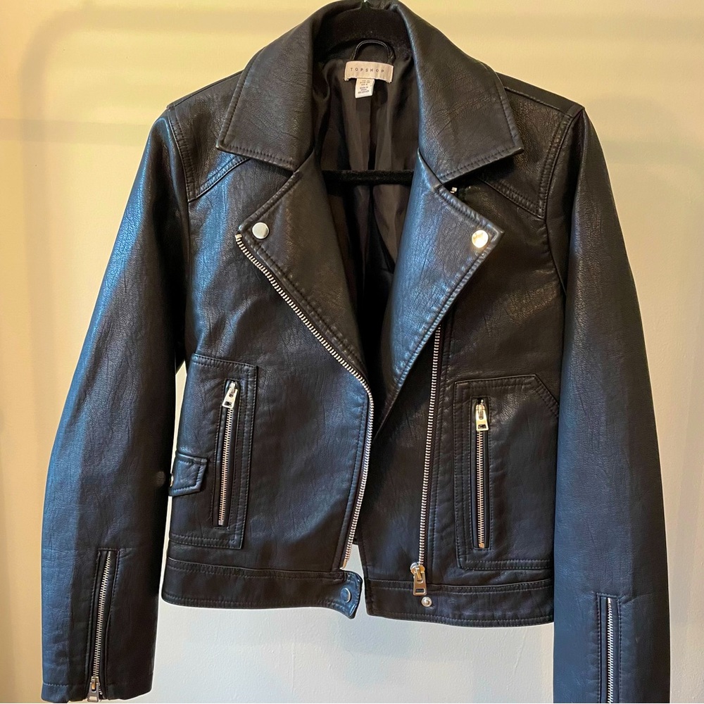 Topshop Faux Leather Moto Jacket